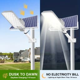 Swiatla Solar Street Lights Outdoor, 1000W Dusk to Dawn Security Lamp with 6000mAh Battery 128 LEDs Ultra Bright Solar Powered Area Light IP66 Waterproof for Driveway, Garden, Street, Patio, Yard, Pathway, Garage, Parking Lot, Basketball Court, Wall Mount