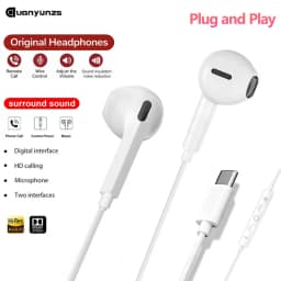 Original Wired Earphones Type C for iPhone 17 Pro Max 16 15 USB C Headphone Wire With Microphone Hifi Stereo Sprot Music Earbuds
