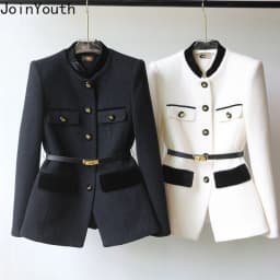 Fashion Slim Waist Belt Coat Women Clothing Vintage Mid-length Temperament Jacket Tops 2025 Ropa Mujer Long Sleeve Black Jackets
