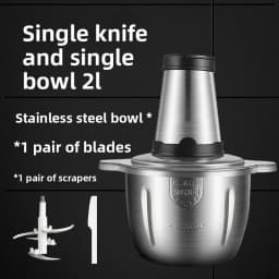 2L Electric Meat Grinder Food Chopper Stainless-Steel Blades Small Food Processor Removable Dicer 2 Speeds Meat Mincer