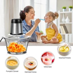 2L Electric Meat Grinder Food Chopper Stainless-Steel Blades Small Food Processor Removable Dicer 2 Speeds Meat Mincer
