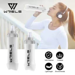 WRELS Water Bottle TPU Folding Soft Flask BPA-Free Collapsible Water Bottle for Hydration Vest Pack Running Hiking Water Bottle