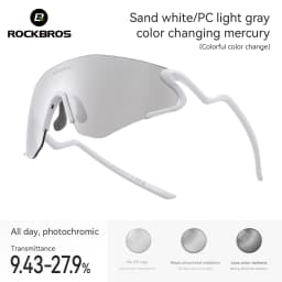 ROCKBROS Photochromic Cycling Glasses Windproof Dustproof UV400 Protection Glasses Cycling Outdoor Sports Sunglasses Unisex