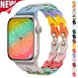 Chain Link Silicone Strap for Apple Watch Band Ultra 3 2 49mm 44mm 40mm 45mm 41mm 42mm Bracelet for Series 11 10 9 8 7 6 5 4 SE3