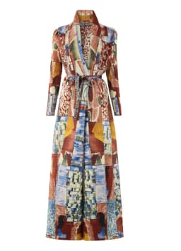 LANMREM Niche Trend Printed Windbreaker Women's 2025 New Loose Oversized Long Sleeved Pleated Trench Cardigan Long Coat 2DB2481