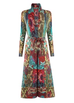 LANMREM Niche Trend Printed Windbreaker Women's 2025 New Loose Oversized Long Sleeved Pleated Trench Cardigan Long Coat 2DB2481