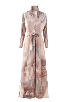 LANMREM Niche Trend Printed Windbreaker Women's 2025 New Loose Oversized Long Sleeved Pleated Trench Cardigan Long Coat 2DB2481