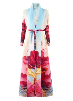 LANMREM Niche Trend Printed Windbreaker Women's 2025 New Loose Oversized Long Sleeved Pleated Trench Cardigan Long Coat 2DB2481