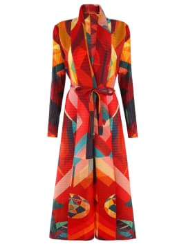 LANMREM Niche Trend Printed Windbreaker Women's 2025 New Loose Oversized Long Sleeved Pleated Trench Cardigan Long Coat 2DB2481