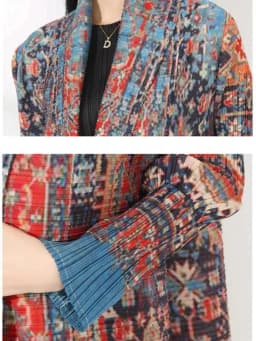 LANMREM Niche Trend Printed Windbreaker Women's 2025 New Loose Oversized Long Sleeved Pleated Trench Cardigan Long Coat 2DB2481