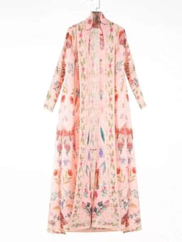 LANMREM Niche Trend Printed Windbreaker Women's 2025 New Loose Oversized Long Sleeved Pleated Trench Cardigan Long Coat 2DB2481