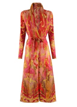 LANMREM Niche Trend Printed Windbreaker Women's 2025 New Loose Oversized Long Sleeved Pleated Trench Cardigan Long Coat 2DB2481