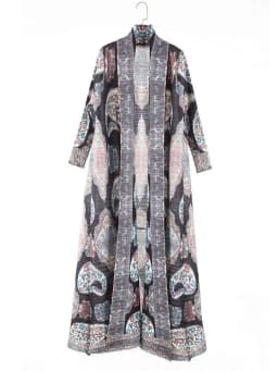 LANMREM Niche Trend Printed Windbreaker Women's 2025 New Loose Oversized Long Sleeved Pleated Trench Cardigan Long Coat 2DB2481