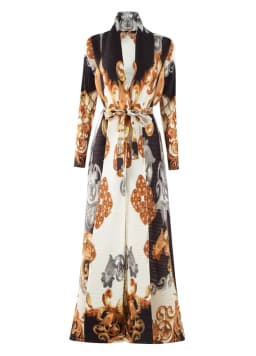 LANMREM Niche Trend Printed Windbreaker Women's 2025 New Loose Oversized Long Sleeved Pleated Trench Cardigan Long Coat 2DB2481
