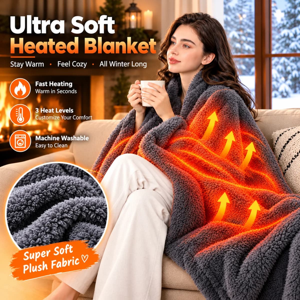 Winter electric blanket shawl multifunctional heating 3-speed temperature control USB anti cold warm heating blanket
