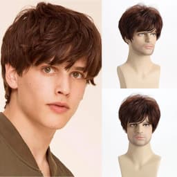 Short Natural Curly Hair For Male Young Men Heat Resistant Fiber Synthetic Wigs