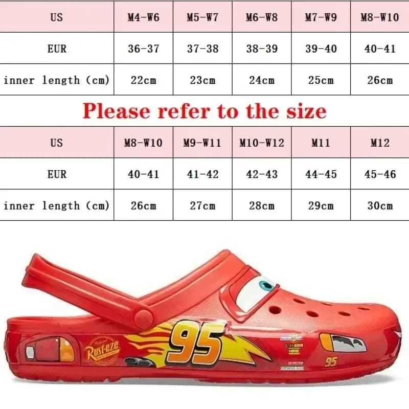 Lightning McQueen Pixar Red Slippers Outdoor Beach Anti Slip Sandals Closed Finger Picking Shoes Disney Home Casual Slipper Gift