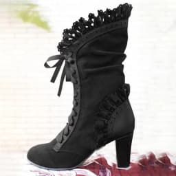 Retro Women Boots Lace Women's High Heels Victorian Classic Ladies Middle Tube Boots Mid-calf Leather Boots Shoes Botas Mujer