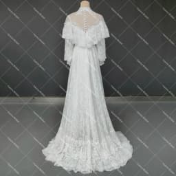 Victorian Lace Long Sleeves Bridal Gown High Neck Vintage Buttons Sheer Back Tiered Wedding Dress Customized Retro Real Photos