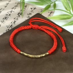 Red Thread Braided Bracelet Golden Silver Color Long Tube Bangle Handmade Adjustable Women Men Fashion Friendship Jewelry Gift