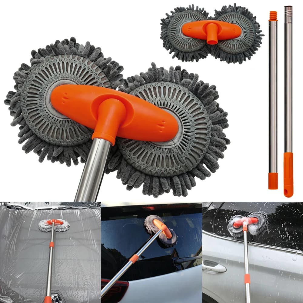 1X Car Cleaning Wash Multipurpose Kit Microfiber Brush Mop Sponge Wipe Auto Home Tools Universal Clean Accessories Yellow Gray