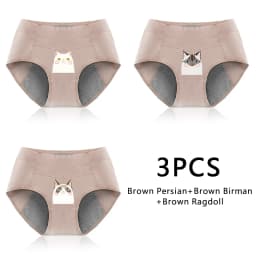 3PCS Cotton Menstrual Panties Leak Proof Breathable Cartoon cat Panties Woman Women Girls Physiological Pants Women's Intimates