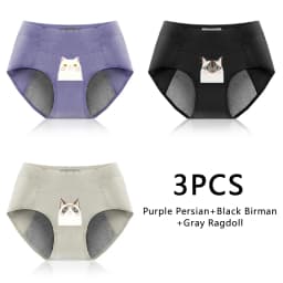3PCS Cotton Menstrual Panties Leak Proof Breathable Cartoon cat Panties Woman Women Girls Physiological Pants Women's Intimates