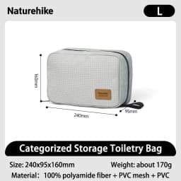 Naturehike SN03 Travel Hanging Toiletry Bag Water-proof Cosmetic Storage Bag PVC Wet Dry Separated Bag Camping Hiking Wash Bag