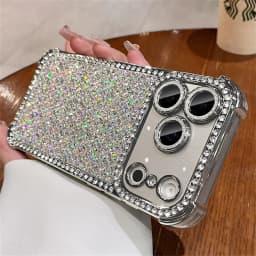 Colorful Glitter Full Screen Diamond Phone Case for iPhone 18 Pro Max 17 16 15 14 13 Lens Protection Plated Shockproof Cover