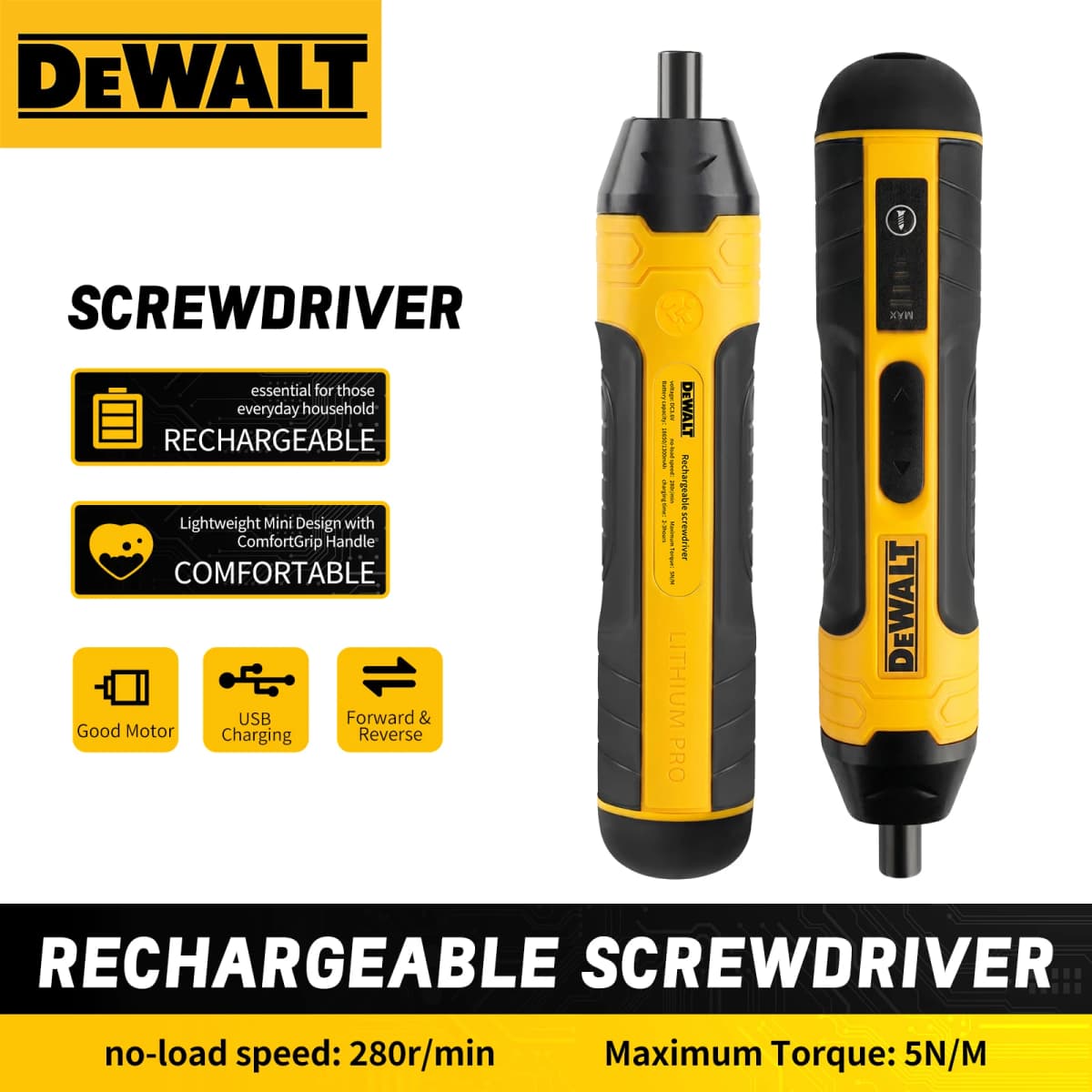 DEWALT Cordless Electric Screwdriver 1300mAh Rechargeable Adjustable Drill Multifunctional Disassembly HT422