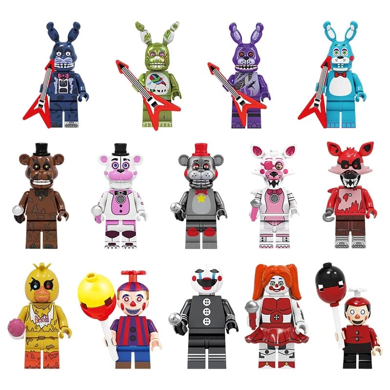 Cute Cartoon Game Figure Bricks Freddy Bonnie Chica Miniatures Kawaii Bonnie Bear Desktop Ornament Birthday Party Favors Gift