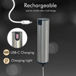 Handheld Electric Milk Frother, Made of Stainless Steel, USB Rechargeable, with a Storage Lid, Suitable for Coffee, Latte