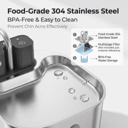 2L Wireless Smart Pet Fountain Stainless Steel Cat Dog Water Dispenser Motion Sensor Rechargeable Auto Drink Bowl( No 5V 1A Plug