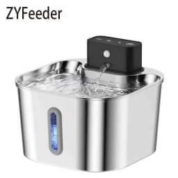 2L Wireless Smart Pet Fountain Stainless Steel Cat Dog Water Dispenser Motion Sensor Rechargeable Auto Drink Bowl( No 5V 1A Plug