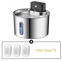 2L Wireless Smart Pet Fountain Stainless Steel Cat Dog Water Dispenser Motion Sensor Rechargeable Auto Drink Bowl( No 5V 1A Plug
