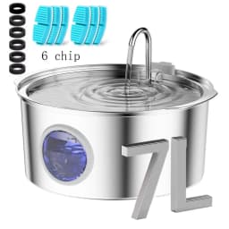 7L Large Dog Water Fountain Stainless Steel Ultra-Quiet Dog Water Fountain Bowl for Large Dogs Cats and Multi-Pet Homes
