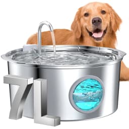 7L Large Dog Water Fountain Stainless Steel Ultra-Quiet Dog Water Fountain Bowl for Large Dogs Cats and Multi-Pet Homes