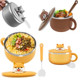 Stainless Steel Ramen Bowl Instant Noodles Bowl Cooker Portable Drain Bowl Lunch Box Kitchen Utensils Instant Noodle Partner