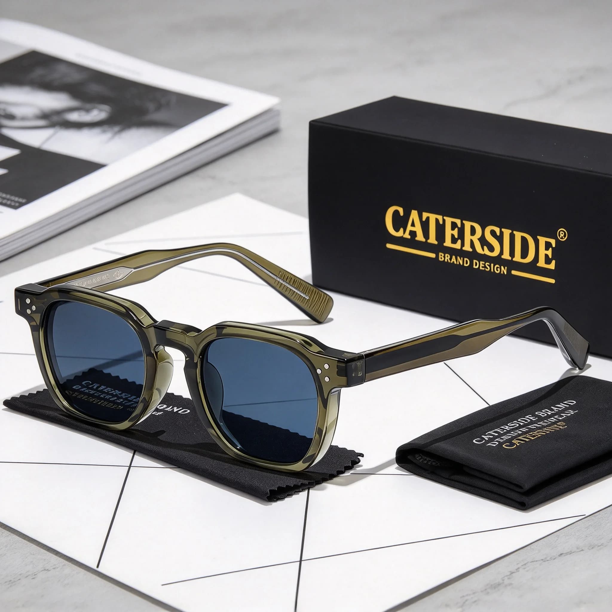 CATERSIDE Retro Punk Men Sunglasses Small Frame Square Personalized Design Sun Glasses Women Travel Party Business Festival Gift