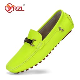 YRZL Loafers Men Handmade PU Leather Loafer Casual Driving Flats Slip-on Shoes Luxury Comfy Moccasins White Loafers Shoes Men