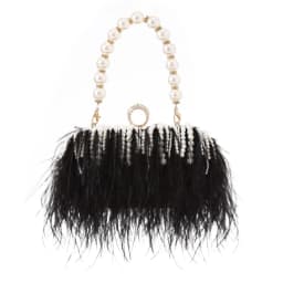 Luxury Real Ostrich Feathers Handbag Pearl Tassel Evening Bags Women's Pouch Purse Pink Green Diamond Clutch Party Messenger Bag