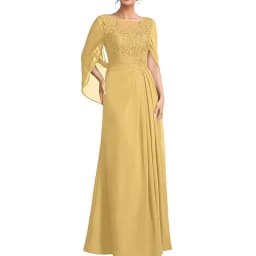 Women's Cape Sleeve Chiffon Mother of The Bride Dresses Lace Appliques A-Line Formal Evening Gown Plus Size Wedding Guest Dress