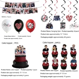 New SK Male Group Birthday Party Theme Decoration Cup Plate Banner Backdrop Gift Bag for Gift Baby Shower Supplies