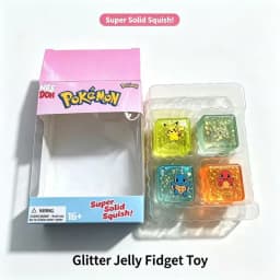 NeeDoh Super Solid Squish Glitter Jelly Cube Fidget Toy, 2 Styles Stress Relief Sensory Squeeze Toy for Adults Teens Squishy Toy