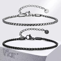 Vnox Slim 2.5mm Snake Links Bracelets for Men Teens, Adjustable Stainless Steel Twisted Chain Bracelets, Simple Metal Jewelry