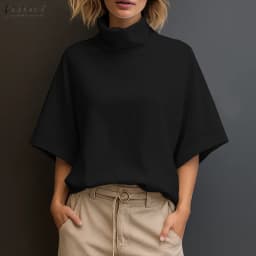 Stylish Women Blouse 2025 ZANZEA Summer Office Shirt Elegant Solid OL Work Tunic Tops Turtleneck Half Sleeve Blusas Mujer Femme