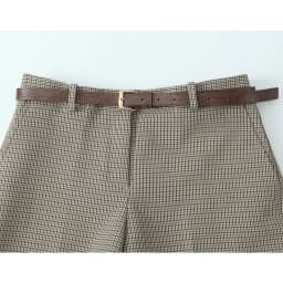 DUOPERI Women Plaid Straight Pants With Belt High Waist Full Length Casual Female Chic Lady Trousers
