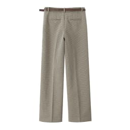 DUOPERI Women Plaid Straight Pants With Belt High Waist Full Length Casual Female Chic Lady Trousers