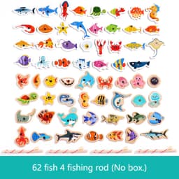 Wooden Magnetic Fishing Toy Montessori Marine Cognition Hand Eye Coordination Kids Early Educational Parent Child Birthday Gifts