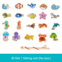 Wooden Magnetic Fishing Toy Montessori Marine Cognition Hand Eye Coordination Kids Early Educational Parent Child Birthday Gifts